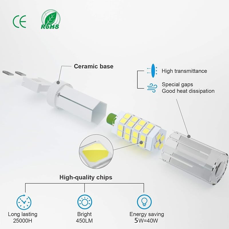 JERYJO G9 led Light Bulb,5w Replacement for 40w Halogen G9