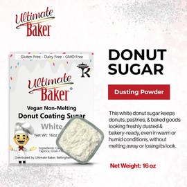 Ultimate Baker Vegan Dusting Powder, Non-Melting Snow Sugar for Donuts, Icing & Baking with a Smooth White Coating for Decorating & Finishing (16oz (1lb))