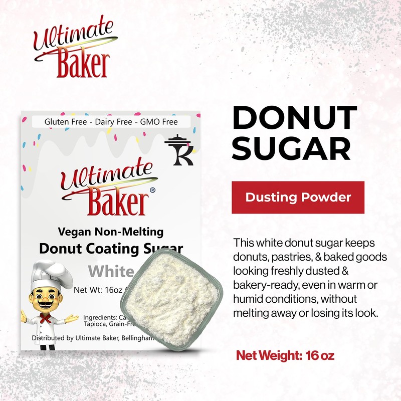 Ultimate Baker Vegan Dusting Powder, Non-Melting Snow Sugar for Donuts,