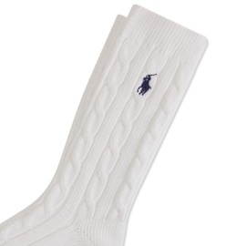 Polo Women's Seasonless Cable Crew Sock 1 Pair Pack, White, Women's Shoe Size: 4-10