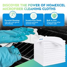 HOMEXCEL White Microfiber Cleaning Cloths 12 Pack, 12.5 x 12.5 Inch Microfiber Towel for Cars, Ultra Absorbent Cleaning Rags, Lint Free Cleaning Towels for Household, Kitchen, Window, and Car