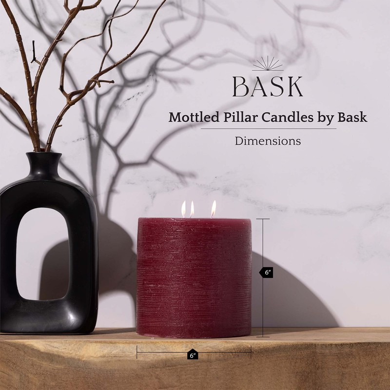 Bask Large Mottled Pillar Candles - Unscented - 6-Inch Diameter
