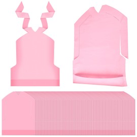 Skicuff 500 Pcs Disposable Plastic Bibs Bulk 11x15.75 Inch Waterproof Oil Proof Eating Bibs with Crumb Catcher for Kids Kindergarten (Watery Red)