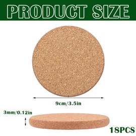 18Pcs Cork Coasters Round Multifunctional Cork Mat Wooden Thick Cork Drink Coaster Round Brown Absorbent Cork Mat Multi Use Cork Coaster for Table for Tea Drinks Mugs Glasses