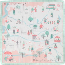 Chizutabi Handkerchief Unisex Printed Handkerchief 44501501 Handkerchief Unisex 47 Japan Rediscovery Unisex Adult, Green (chevron shape: cherry)