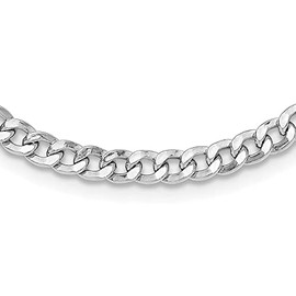 Diamond2Deal Sterling Silver Rhod-plated Heart Clasp Fancy Diamond-cut Curb 16.5in Necklace