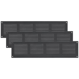 Vent Systems 16'' x 4'' Inch (Overall Dimensions) Pack of 3 - Anthracite - Air Vent Cover Metal Air Return Grill - Built in Pest Guard Screen HVAC Vent Duct Cover for Home Improvement