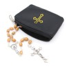 Black Rosary Pouch with Zipper and Gold Cross Imprint -