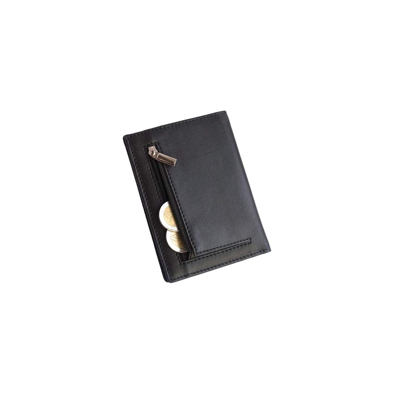 ID Card Holder, Black + note and coin compartment, Elegant