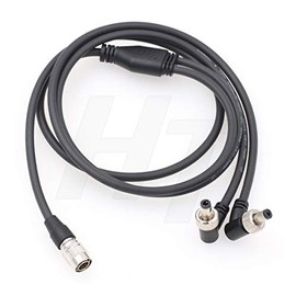 HangTon Power Cable Hirose 4 Pin Male to 2 x Right Angle Locking DC Barrel for Zaxcom QRX100 Lectrosonic SRc Receiver and Atomos 7'' Monitor 1m (2xdc-4pin)