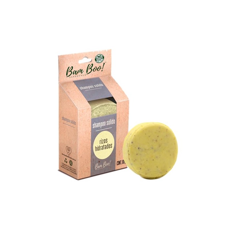Shampoo Sólido Artesanal Rizos Hidratados 80 g Bam Boo! Lifestyle