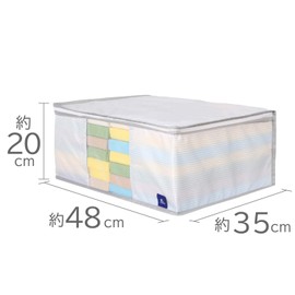 Astro 821-42 Storage Case for Clothes, Set of 3, White, Border Pattern, Washable, Antistatic, Anti-Static, Dustproof, Clean