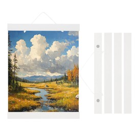 PATIKIL 2 Set Magnetic Poster Hanger Frame 8 Inch Wooden Magnet Picture Hangers Frames Wide Hanging Kit for Photos, Pictures, Artwork, Maps, White