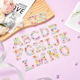 Jongdari Iron on Letters Pearl Letter Patches, 26pcs A-Z Glitter Pearls Rhinestone Sew on Alphabet Patches for DIY Clothes Bags Hats (Colorful)