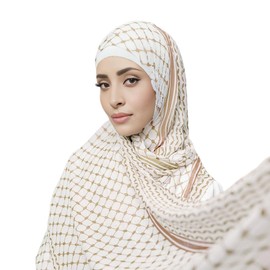 URGARMENT Palestinian Keffiyeh Shemagh Hijab Scarf, Muslim Women Kuffiyeh Arab Headwear