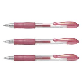 Pilot G207Metallic Gel Ink Ballpoint Pens Set of 3, Metallic Pink
