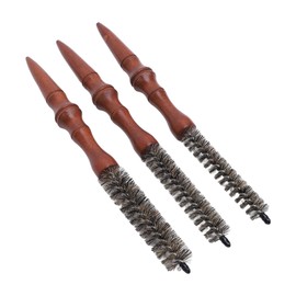 3-teiliger Runder Kamm für Dünnes Haar, Tragbare Mini-Roller-Tolle-Bürste mit Einfachem Styling der Haarwurzeln, für Trockenes und Nasses Haar, Holzbürste mit Spiralförmiger