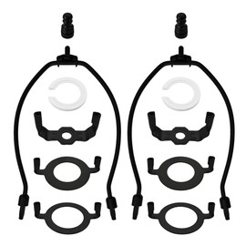 bociloy 2 Sets 8 Inch Lamp Shade Harp Holder Kit, Lamp Harp Frame with Finials, 3/8 Standard Saddle E14 E26 E27 Light Base UNO Fitter Adapter (Black)