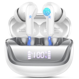 Donerton Bluetooth Headphones, HiFi Bluetooth Headphones with 4 HD Mic, Wireless LED Display Headphones, In-Ear Bluetooth Headphones with Noise Cancellation 5