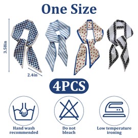 PKRFCJ 4 Pack Fashion Scarves for Women, Soft Satin Scarf, Wild Bag Scarf for Handbags, Can Be Used as Headscarf Wristband Hairband Handbag Accessories