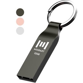 MOSDART 32GB FAT32 USB Flash Drive Waterproof Thumb Drive Metal Keychain Zip Drive 32G USB2.0 Jump Drive Memory Stick for Storage and Backup, Titan Gray