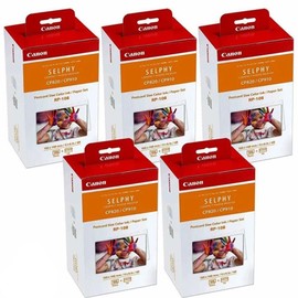 Canon Color Ink/Paper Set Compatible with nGXNfP with SELPHY CP910/CP820/CP1200, RP-108 (Pack of 5)