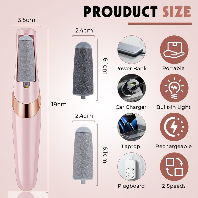 Electric Foot File - Foot Scrubber for Feet, Professional Pedicure