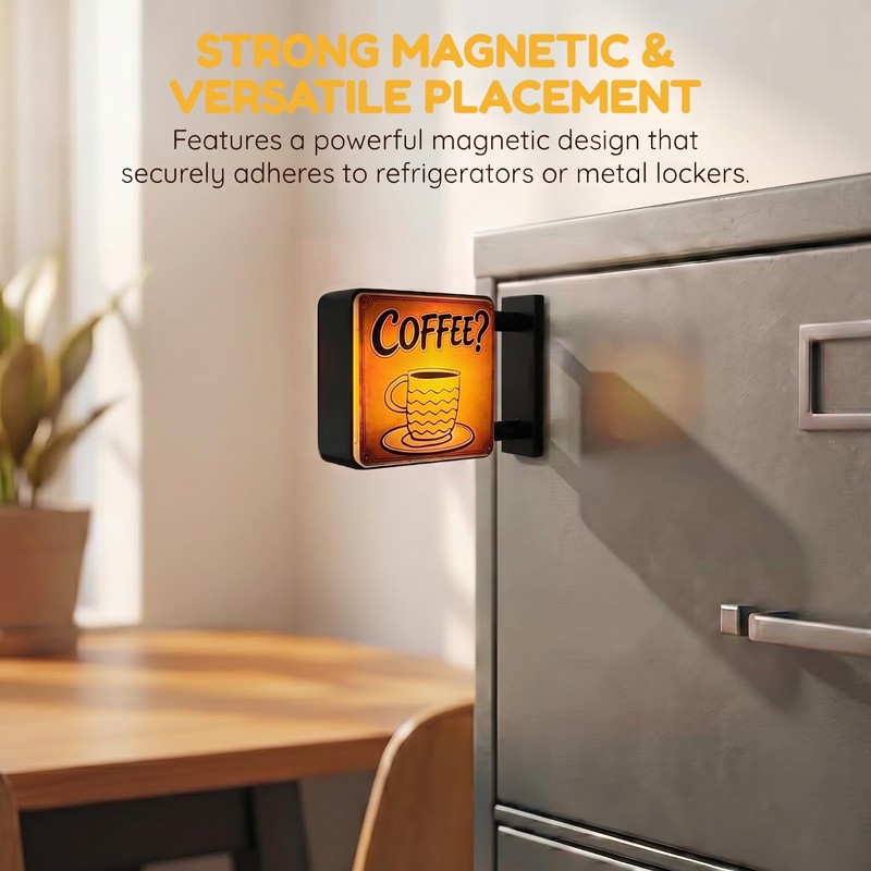 Mini Coffee Shop Magnets for Fridge with LED Light for