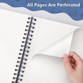 RETTACY A4 Lined Notebook, Thick Spiral Journal with 300 Perforated Pages/150 Tear Sheets for Writing,100gsm College-Ruled Paper, DIY Function Accessory, 21.5 x 27.9cm -Pink