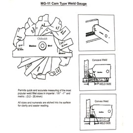 Chiloskit MG-11 Metal Welding Tool Weld Fillet Gages Set Welding Inspection Ruler Tool, Inch/Metric, 1/8''-1''