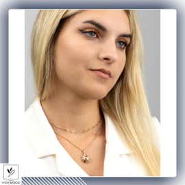 VICKWOOD Necklace Sun Necklace Women's Layering Chain 50-60 cm Long Jewellery with Sun Pendant Made of Stainless Steel Waterproof in 16k Gold Plating/Rose Gold/Black/Silver with Gift Box, Stainless