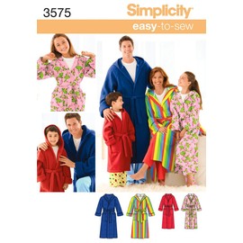 Simplicity Easy-to-Sew 3575 Bathrobe Sewing Pattern for Adults and Children, XS-L and XS-XL