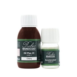 Rubio Monocoat Wood Stain & Finish 65 ft² - Cherry | Oil Plus 2C | Quick-Dry, Eco-Friendly Linseed Wood Oil for Indoor Use, Includes Accelerator (Part B) | Protector | 130 ml