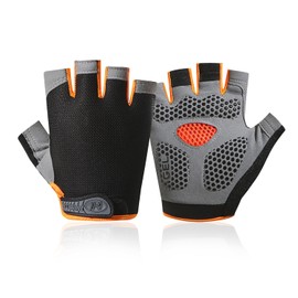 Cycling Gloves, Summer, Bicycle Gloves, Fingerless, Finger Cut (Pad Shock Absorption, Mesh Breathable, 3D Dimensional, Abrasion Resistant, Anti-Slip), Cycling Gloves, Road Bike, Stretchable, Men's