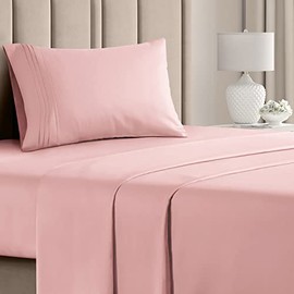Twin Size Sheet Set - Breathable & Cooling Sheets - Hotel Luxury Bed Sheets - Extra Soft - Deep Pockets - Easy Fit - 3 Piece Set - Wrinkle Free - Comfy – Baby Pink Bed Sheets – Twins Sheets - 3 PC