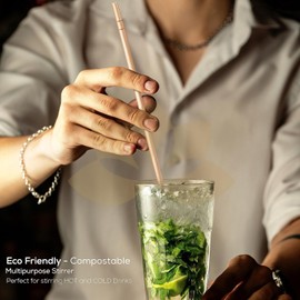 SWASTHA HYGIENE Wooden Disposable Beverage Stirrer Sticks 8,Drink,Cocktail,Coffee/Tea Bamboo Stirrer For Bar,Coffee Shops, Restaurants And Cafeterias (8 In, 100)