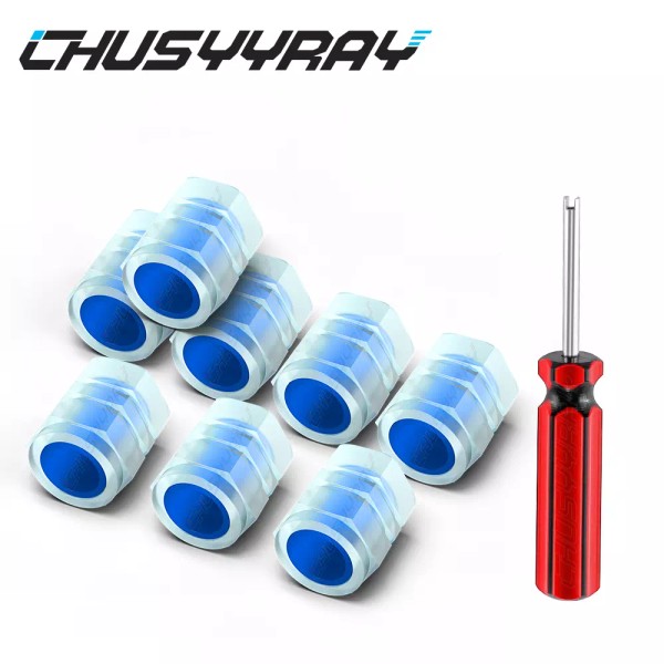CHUSYYRAY 8x Universal Fluorescent Car Tire Valve Caps Luminous Tire