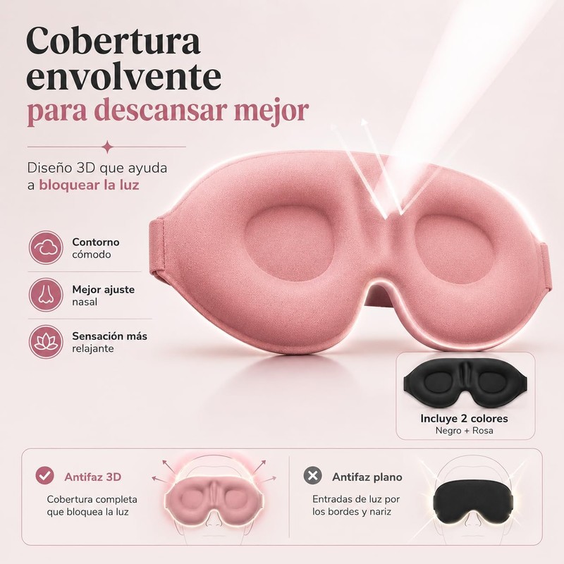 2 Pieza Antifaz para Dormir y 2 Pares Tapones Auditivos
