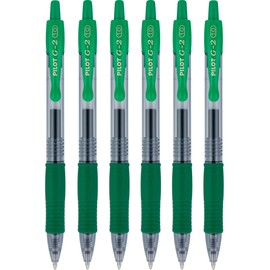 Pilot G2 Retractable Rollerball Gel Pens, Bold Point, 1.0mm, Green Ink, 6 Count