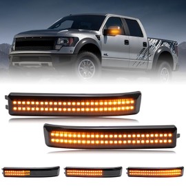 DZD Sequential LED Side Mirror Reflector Lights Turn Signal Lights Amber Side Marker Lights Smoked Lens Compatible with 2009-2014 Ford F150 Aftermarket Replacement Light, Pack of 2
