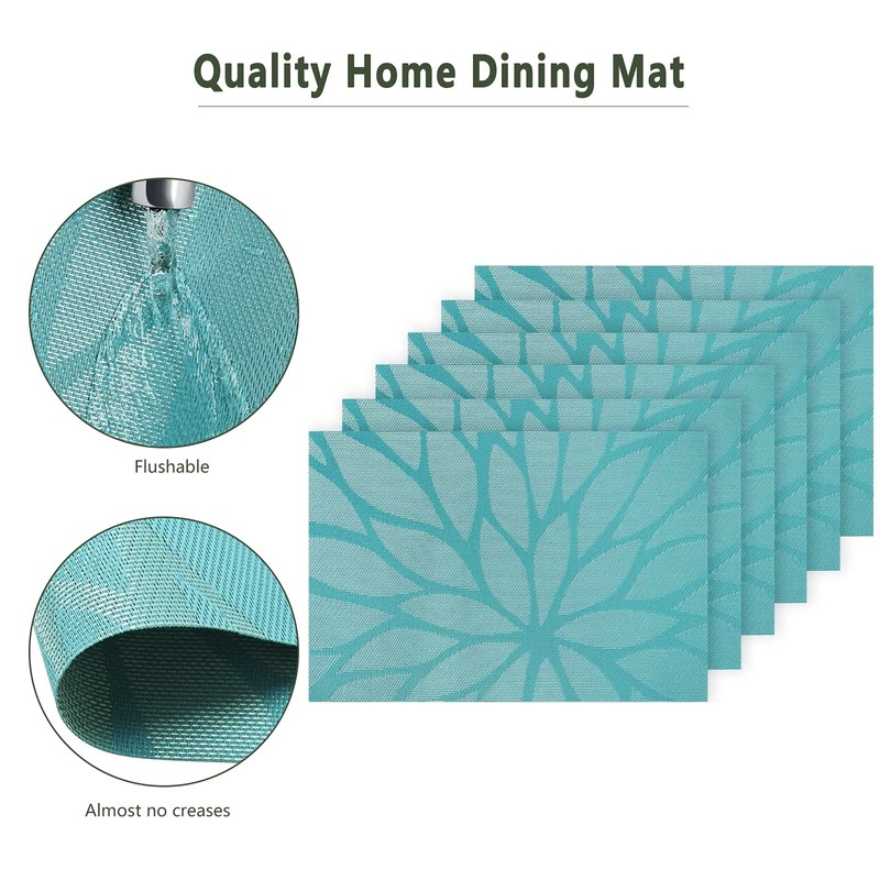 Placemats and Coaster Sets Teal Set of 6 - Woven