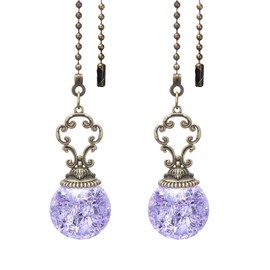 PATIKIL Ceiling Fan Pull Chain, 2 Pack 12" Decorative Ball Pendant Chain Extender Charm Extension Pull String for Ceiling Fans Light Lamp, Purple