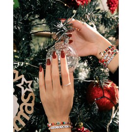 ORAZIO 6Pcs Christmas Bracelet for Women Teen Girls Xmas Bracelet for Women Stackable Christmas Jewelry Gifts Holiday Bracelets Pack Christmas Favours for Kids Adults