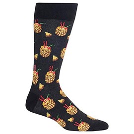 Hot Sox Men's Food and Booze Novelty Fashion Casual Socks, Pineapple Drink (Black), Shoe Size: 6-12
