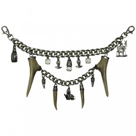 Charivari Real Silver-Plated Necklace Double Row Costume Stag Horn Deer Horn Costume Necklace for Lederhosen High Quality Unique Men Women Handmade Made in Austria, silver