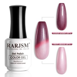 RARJSM Thermal Gel Nail Polish Pearl Shell Thread Shimmer Mood Temperature Color Changing Pale Purple Grape Violet Glitter 15ml Soak off UV LED Gel Polish Salon DIY Home Manicure Drawing Art