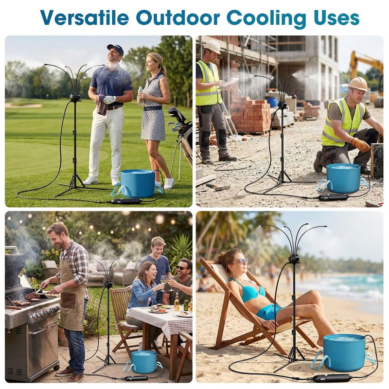 MQHUAYU 5.3FT Standing Misters for Outside Patio,Portable Misting Cooling System