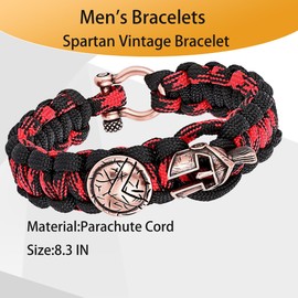 EUMENIDES Braided Rope Leather Bracelet For Men, Titanium Steel, Tiger'S Eye Stone|Obsidian|Volcanic Stone|Terrazzo Leather Bracelet (Fashion Retro Spartan Bracelet Colour Mix, 21CM (8,3 Zoll))