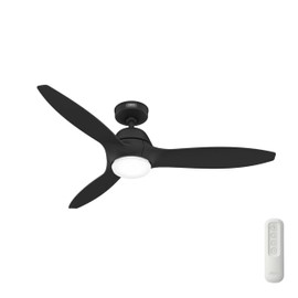 Hunter Fan 52 Inch Fresh Black Indoor/Outdoor Ceiling Fan with Lights and Remote Control for Farmhouse, Patio, Bedroom, Living Room, Office, Basement, Kitchen, Dining Room (Renewed)