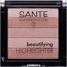 SANTE Naturkosmetik Beautifying Highlighter, 01 Nude, 5 Powder Shades Organic Extracts & Macadamia Oil, Natural Makeup, 7 g